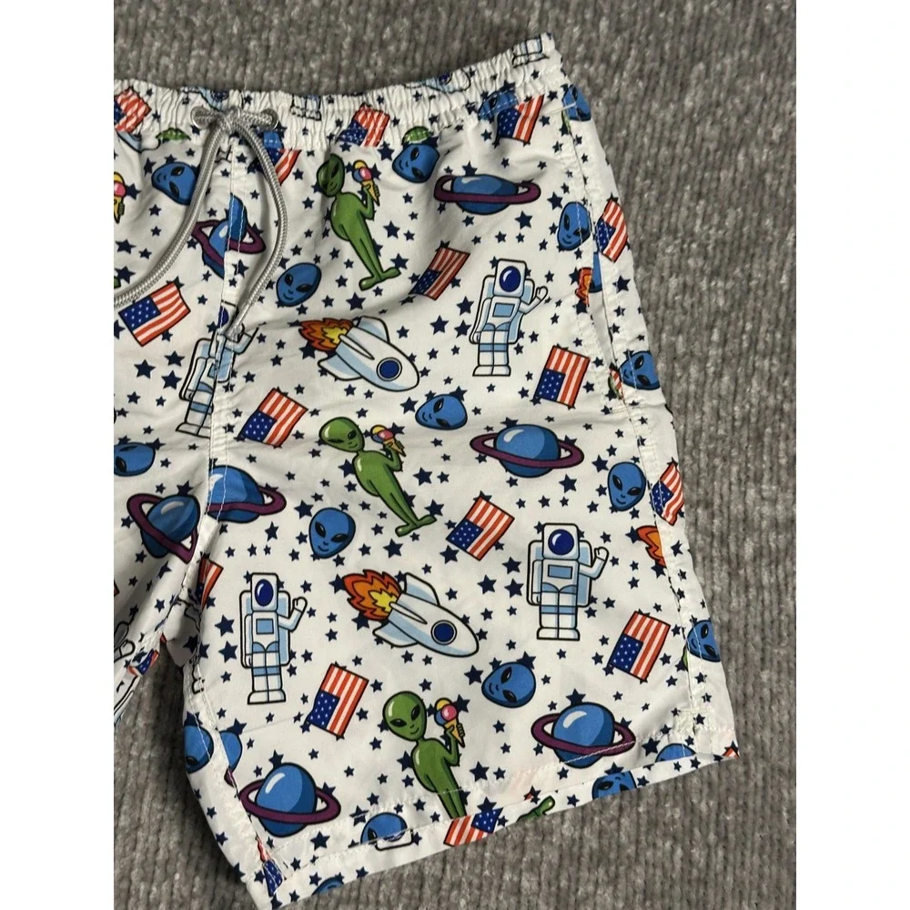 SAINT BARTH MC2 MC 2 Swim Trunks Board Shorts Size 16 Youth Alien UFO AOP RARE
